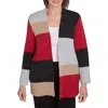 Alfred Dunner Petite Runway Ready Colorblock Cardigan Sweater In Red
