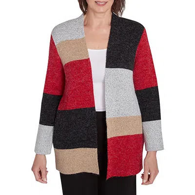 ALFRED DUNNER WOMENS COLORBLOCK KNIT CARDIGAN SWEATER