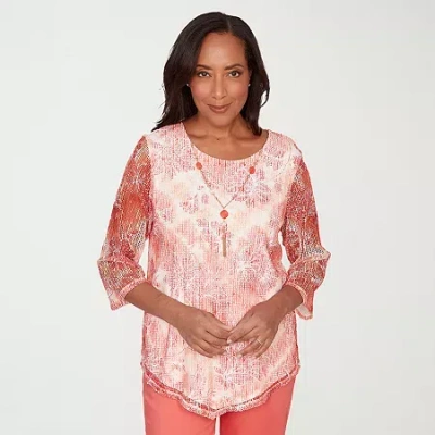 Alfred Dunner Womens Crew Neck 3/4 Sleeve Blouse In Multi