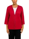 Alfred Dunner Petite Park Place Stained Glass Pleat Neck Two In One Sweater In Pink