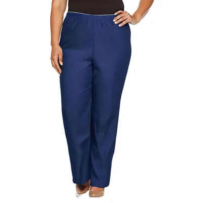 Alfred Dunner Womens High Rise Dark Wash Straight Leg Pants