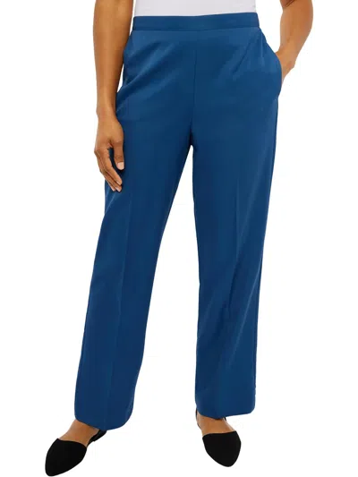 Alfred Dunner Womens High Rise Stretch Straight Leg Pants In Blue