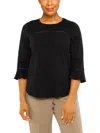 ALFRED DUNNER WOMENS OPEN STITCH CROCHET OVERLAY PULLOVER TOP
