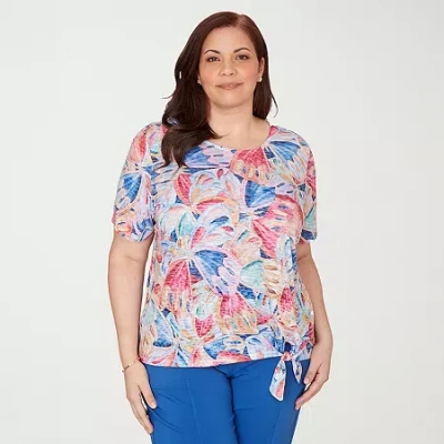 Alfred Dunner Womens Plus Crew Neck Short Sleeve T-shirt In Multi