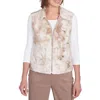 Alfred Dunner Womens Pocket Faux Fur Sweater Vest In Beige