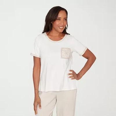 Alfred Dunner Womens Split Crew Neck Short Sleeve T-shirt In Multi