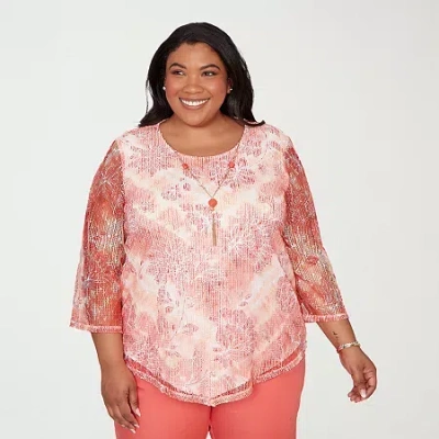 Alfred Dunner Womens T-shirt In Pink