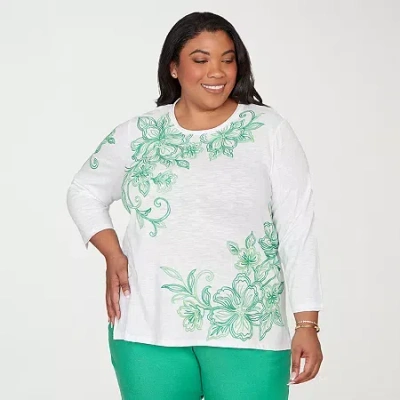 Alfred Dunner Womens T-shirt In White