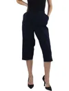 Alfred Dunner Womens Twill Flat Front Capri Pants In Blue