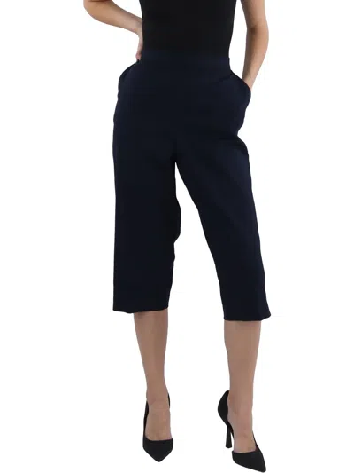Alfred Dunner Womens Twill Flat Front Capri Pants In Blue