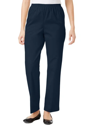 Alfred Dunner Womens Twill High Rise Ankle Pants In Blue