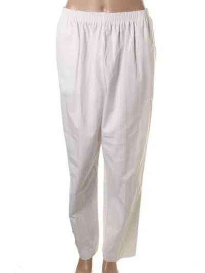 Alfred Dunner Womens Twill Office Straight Leg Pants In White
