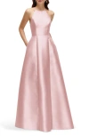Alfred Sung A-line Satin Gown In Ballet Pink
