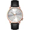 Alfred Sung Automatic Ii Leather Strap Watch, 43mm In Black Strap Silver Dial