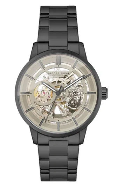 Alfred Sung Automatic Iii Stainless Steel Bracelet Watch, 43mm In Gun Bracelet Grey Dial