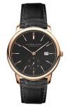 Alfred Sung Automatic Iv Leather Strap Watch, 43mm In Black