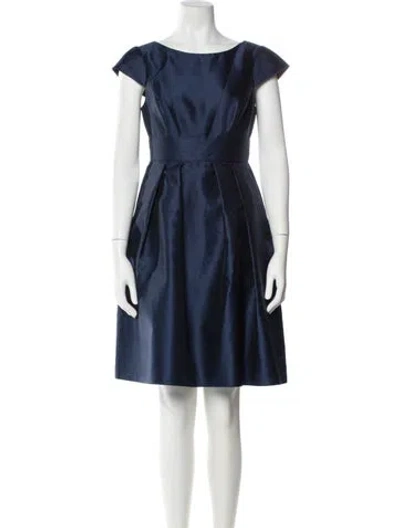 Pre-owned Alfred Sung Bateau Neckline Knee-length Dress In Blue