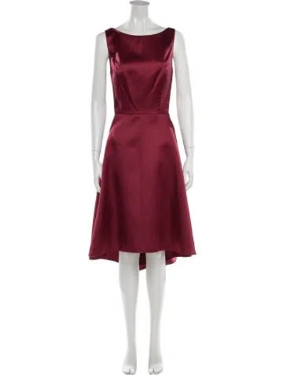 Pre-owned Alfred Sung Bateau Neckline Knee-length Dress In Red