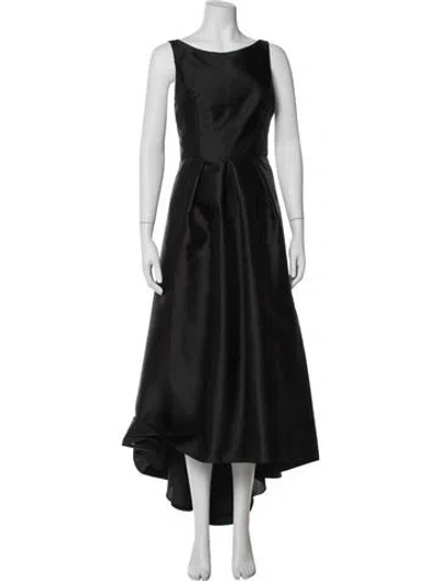 Pre-owned Alfred Sung Bateau Neckline Long Dress In Black
