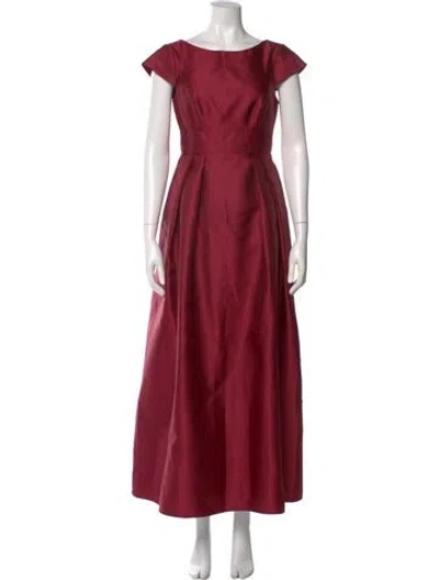 Pre-owned Alfred Sung Bateau Neckline Long Dress In Burgundy