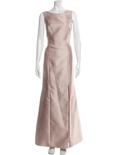 Pre-owned Alfred Sung Bateau Neckline Long Dress In Neutral