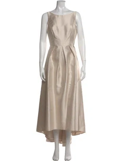 Pre-owned Alfred Sung Bateau Neckline Long Dress In Neutral