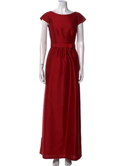 Pre-owned Alfred Sung Bateau Neckline Long Dress In Red