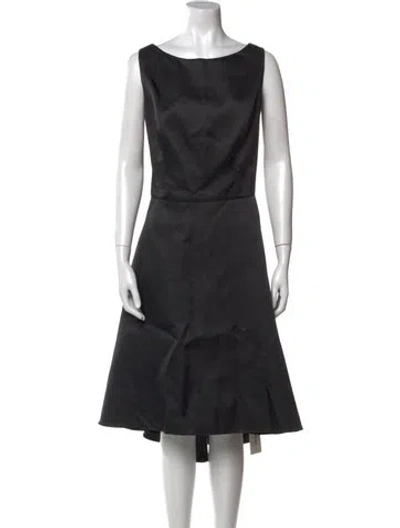 Pre-owned Alfred Sung Bateau Neckline Midi Length Dress In Black