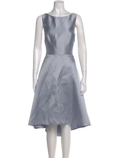 Pre-owned Alfred Sung Bateau Neckline Midi Length Dress In Blue