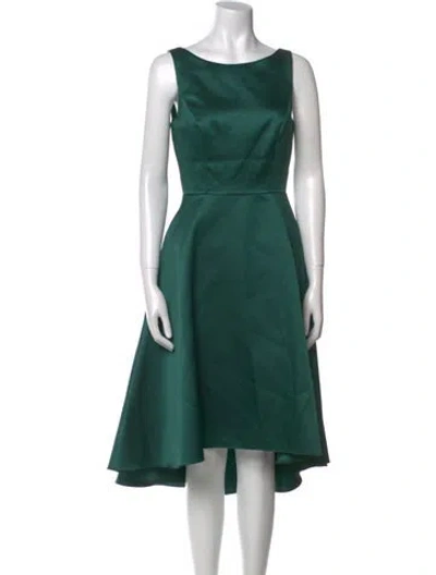 Pre-owned Alfred Sung Bateau Neckline Midi Length Dress In Green
