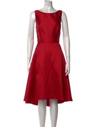 Pre-owned Alfred Sung Bateau Neckline Midi Length Dress In Red