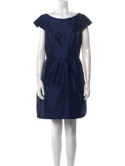 Pre-owned Alfred Sung Bateau Neckline Mini Dress In Blue