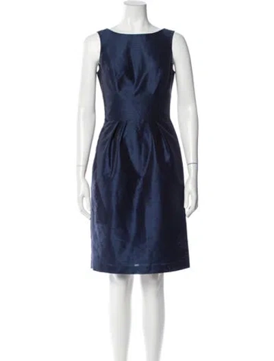 Pre-owned Alfred Sung Bateau Neckline Mini Dress In Blue