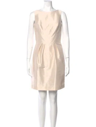 Pre-owned Alfred Sung Bateau Neckline Mini Dress In Neutral