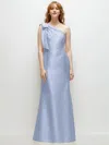 Alfred Sung Bow One-shoulder Satin Trumpet Gown