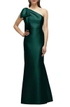 Alfred Sung Bow One-shoulder Satin Twill Mermaid Gown
