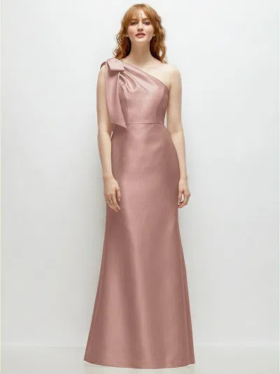 Alfred Sung Bow One-shoulder Satin Trumpet Gown