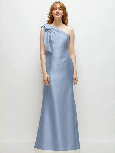 Alfred Sung Bow One-shoulder Satin Trumpet Gown