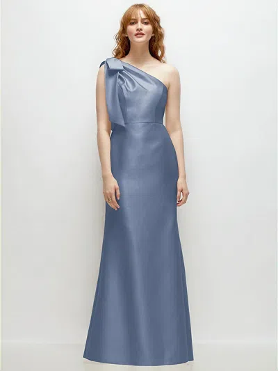 Alfred Sung Bow One-shoulder Satin Trumpet Gown