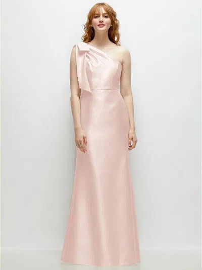 Alfred Sung Bow One-shoulder Satin Trumpet Gown
