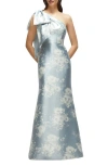 Alfred Sung Bow Shoulder Satin Twill Mermaid Gown