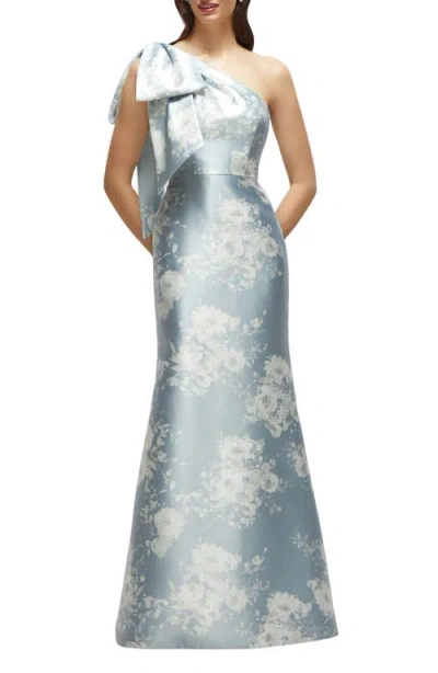 Alfred Sung Bow Shoulder Satin Twill Mermaid Gown