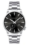 Alfred Sung Bracelet Strap Automatic Watch, 43mm In Silver Bracelet Black Dial