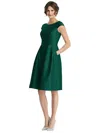 Alfred Sung Cap Sleeve Pleated Cocktail Dress With Pockets