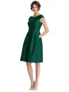 Alfred Sung Cap Sleeve Pleated Cocktail Dress With Pockets In Multi