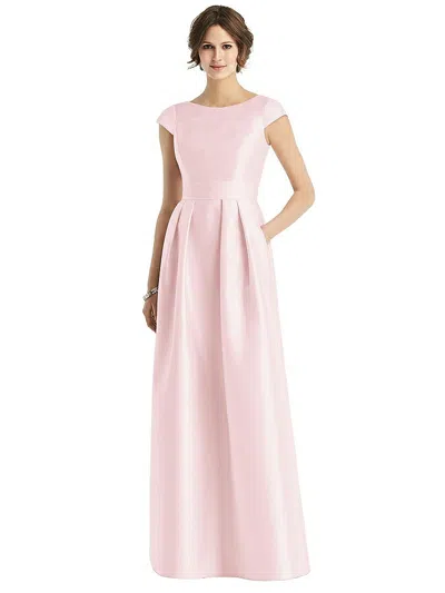 Alfred Sung Cap Sleeve Pleated Skirt Dress With Pockets In Neutral