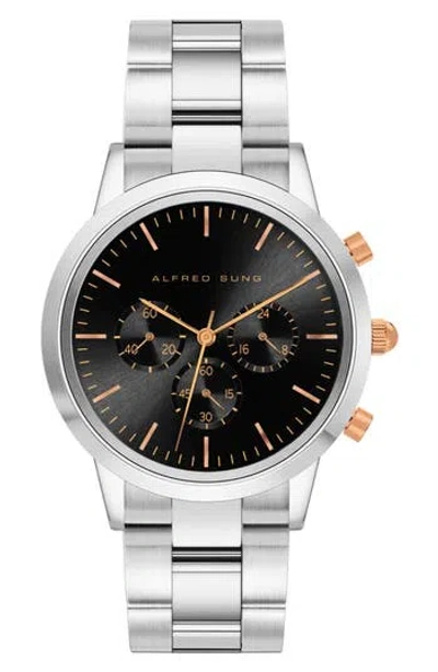 Alfred Sung Chronograph Bracelet Strap Watch, 42mm In Silver
