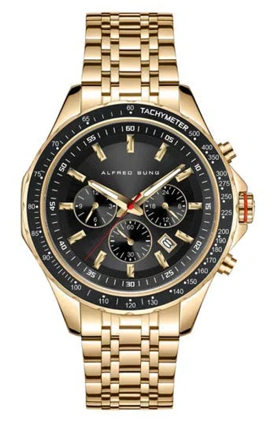 Alfred Sung Chronograph I Bracelet Strap Watch, 46mm In Gold