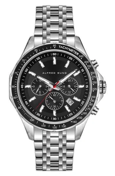 Alfred Sung Chronograph I Bracelet Strap Watch, 46mm In Metallic