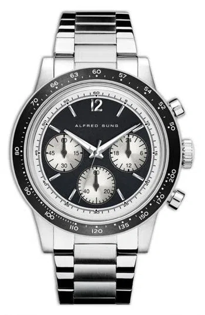 Alfred Sung Chronograph Ii Bracelet Strap Watch, 44mm In Black